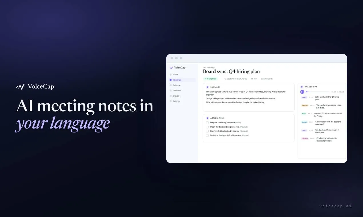VoiceCap: An AI Meeting Recorder That Supports 100+ Languages