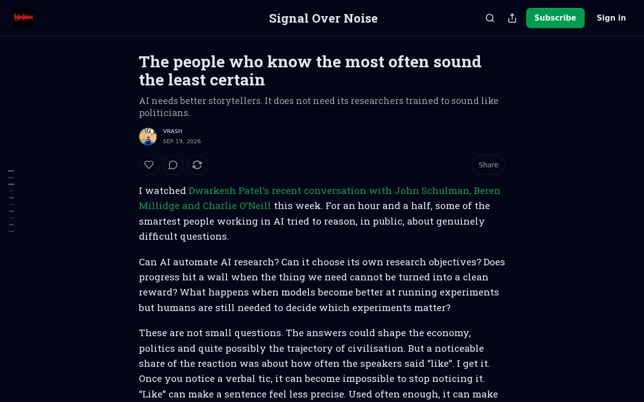 hackernews source: People who know the most often sound the least certain