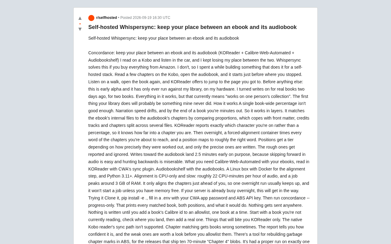 自托管Whispersync:让电子书与有声书进度自动同步