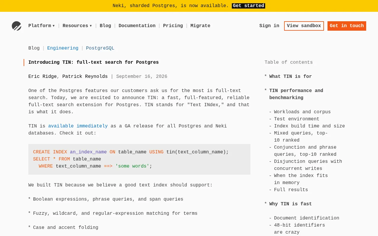 PlanetScale Launches Tin: A Full-Text Search Solution Built for Postgres