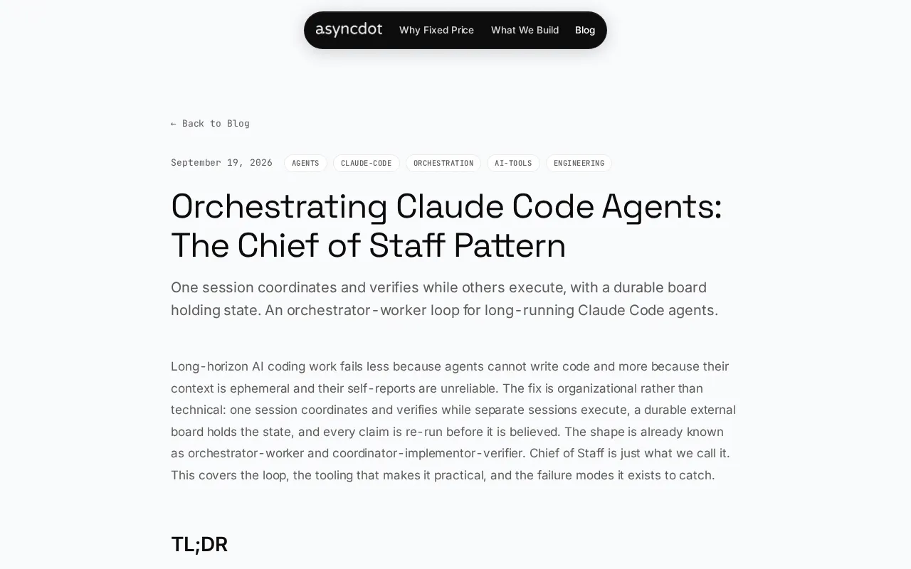 Orchestrating Claude Code Agents: The Chief of Staff Pattern Explained