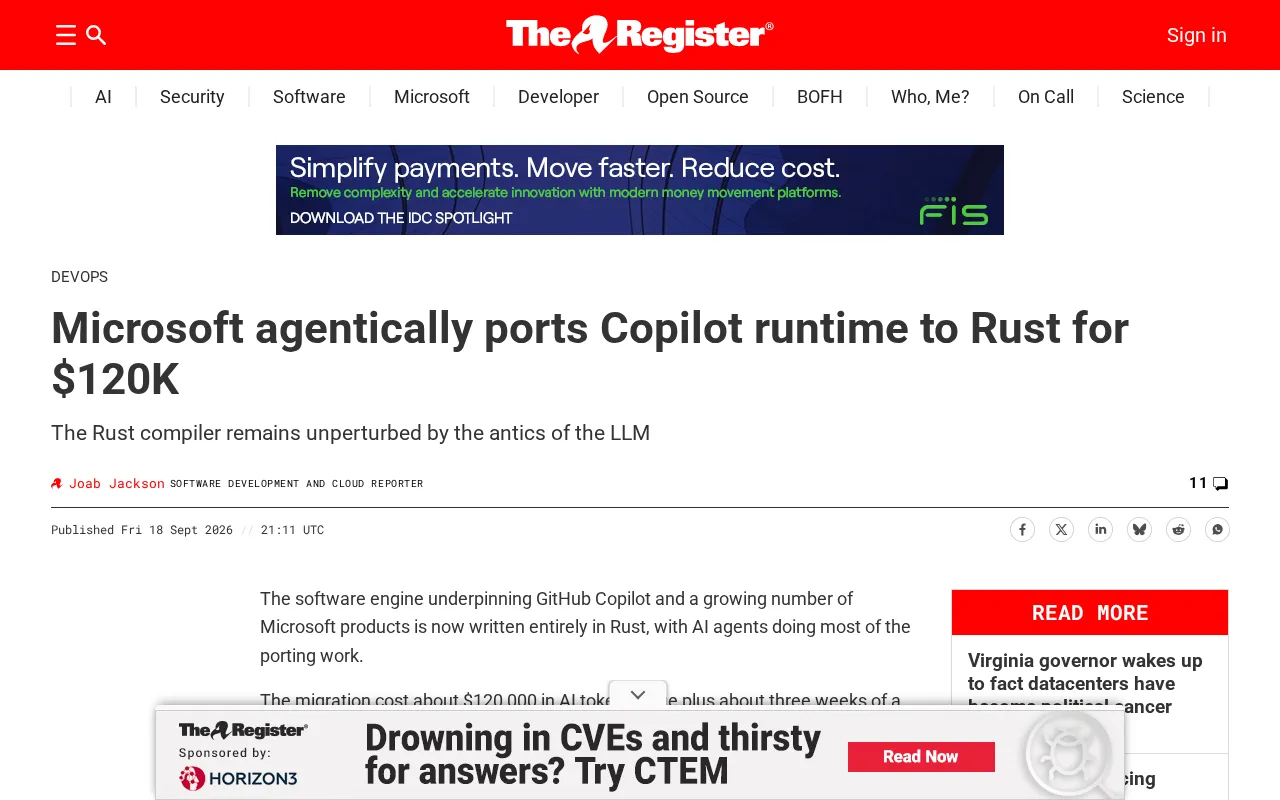Microsoft Used AI Agents to Port Copilot Runtime to Rust for $120,000