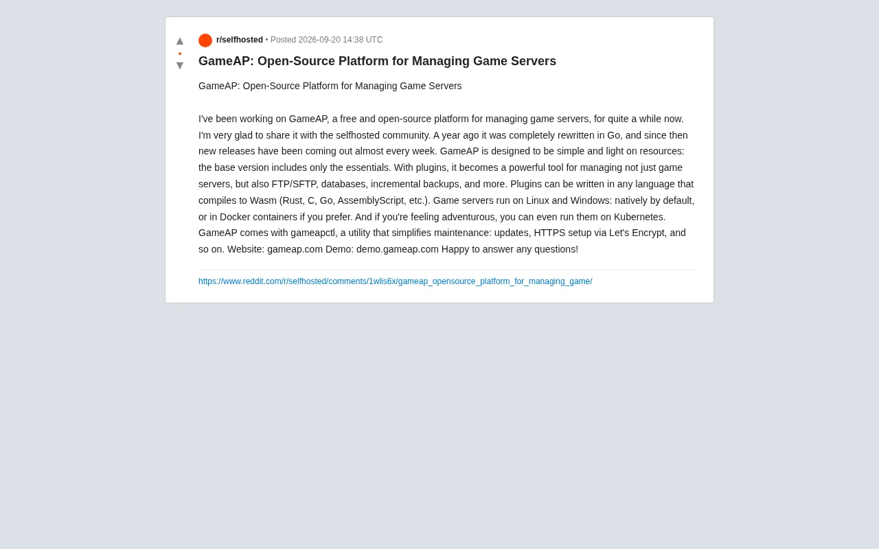 GameAP: Open-Source Game Server Management Platform, Rewritten in Go with Weekly Updates