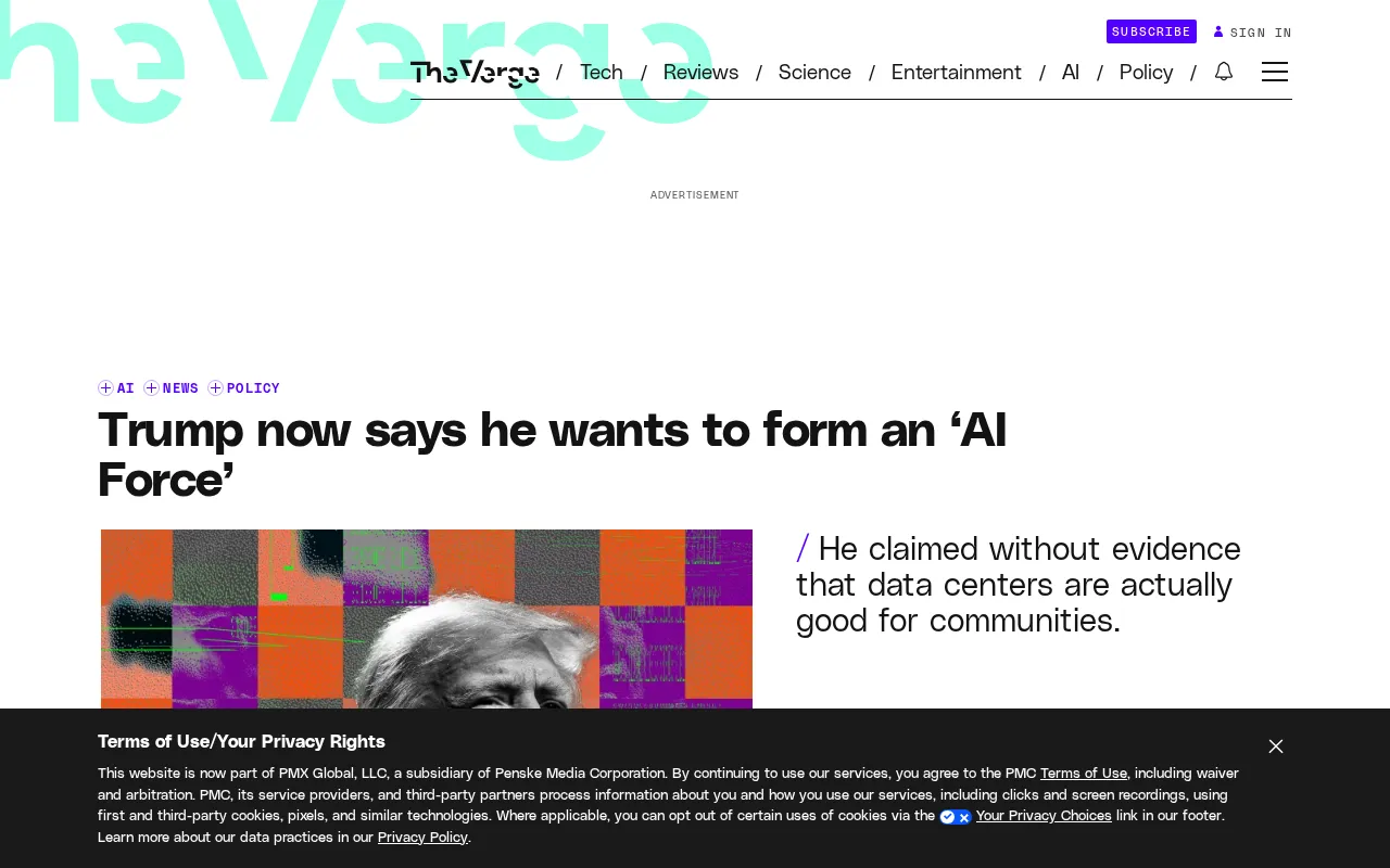 Trump now says he wants to form an 'AI Force'