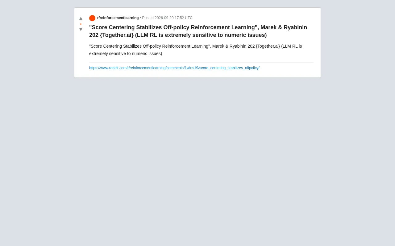 Score Centering:稳定离策略强化学习的数值新解