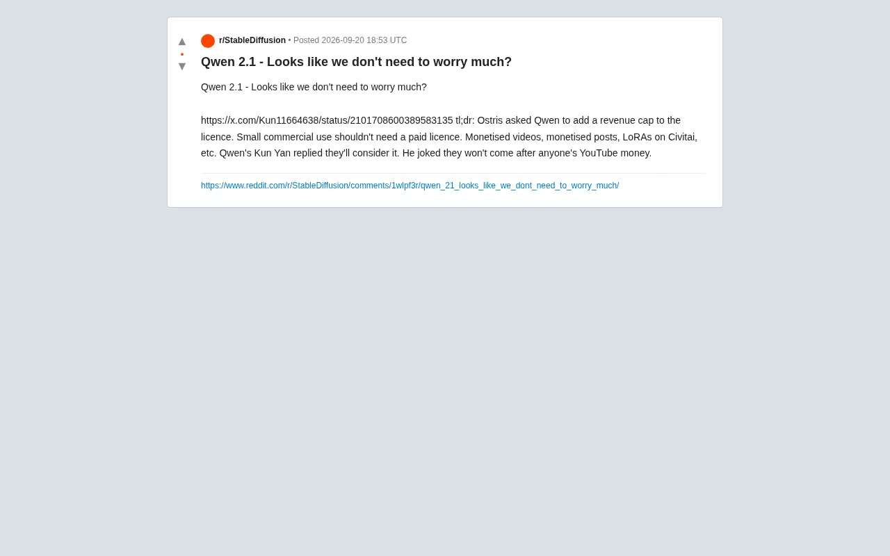 Qwen 2.1 License Debate: Small Commercial Use May Get Free Authorization