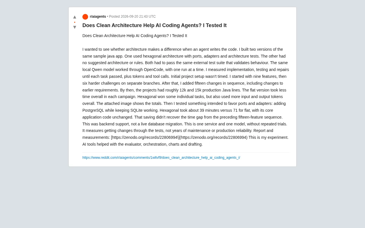 整洁架构能帮AI编程Agent写代码吗?一次实测
