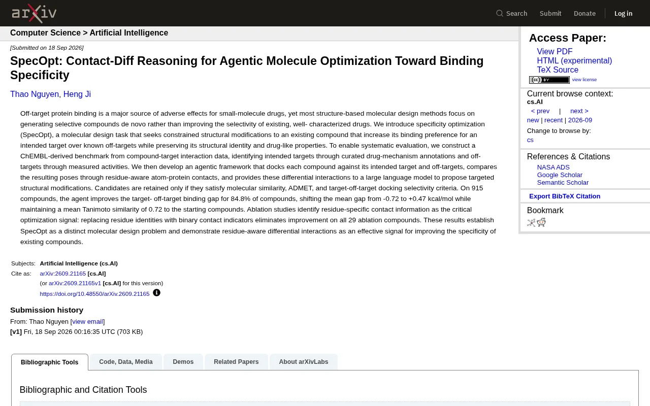 SpecOpt: An Agentic Framework for Optimizing Drug Molecule Target Specificity