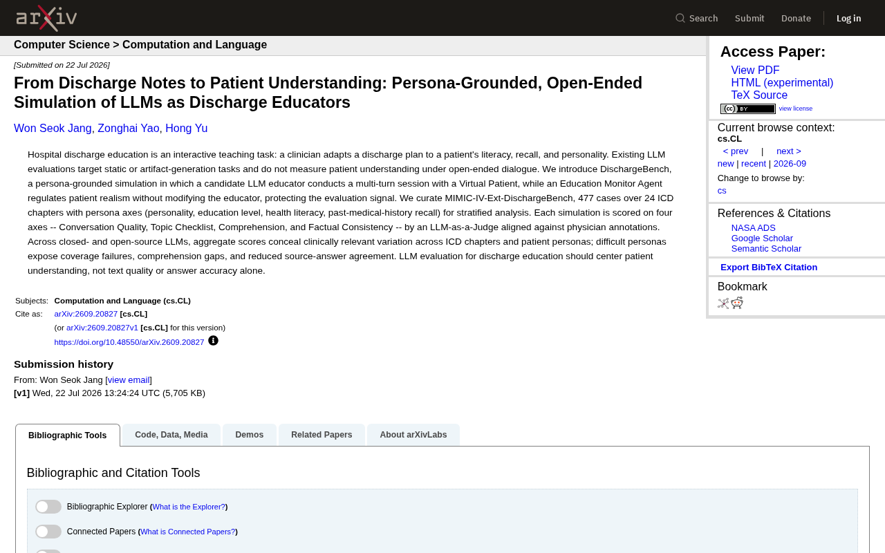 DischargeBench:让LLM学会向病人讲清出院医嘱