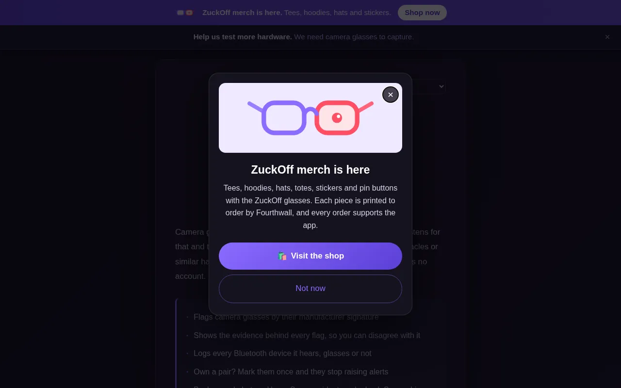ZuckOff: A Privacy Tool That Detects Hidden Cameras in Real Time