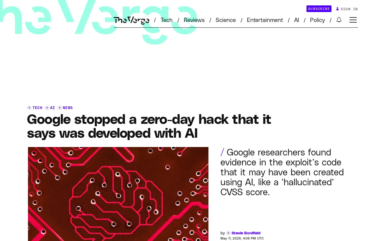 Google Intercepts AI-Generated Zero-Day Exploit for the First Time: Cybersecurity Enters the Age of AI Warfare