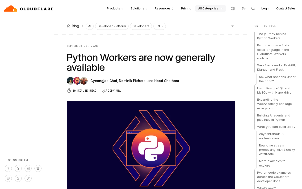 Cloudflare Python Workers 正式GA:边缘计算迎来Python时代