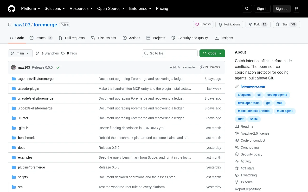 Foremerge: Solving the Intent Conflict Problem in Parallel AI Coding Agents