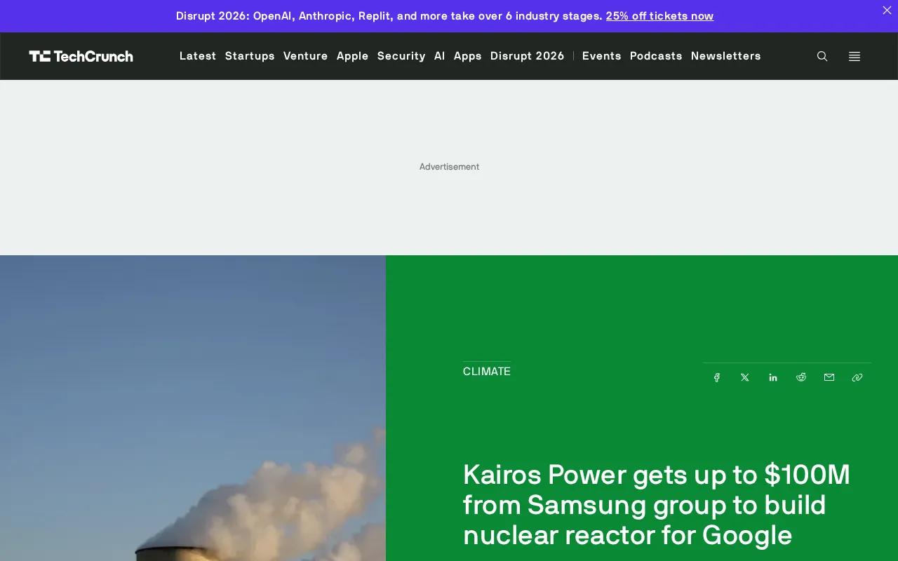 Samsung Invests $100M in Kairos Power to Build Nuclear Reactors for Google