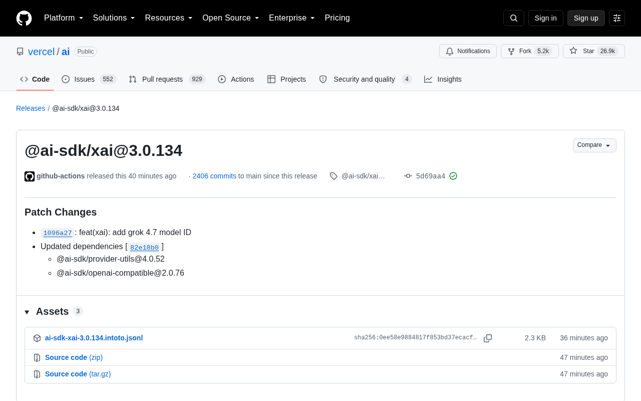 Vercel AI SDK Update: @ai-sdk/xai Adds Support for New Grok Model