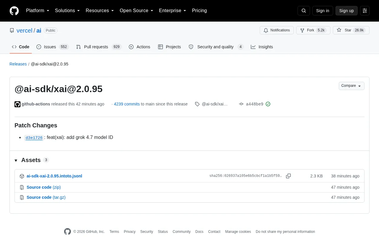Vercel AI SDK Update: xAI Integration Adds Grok 4.7 Model Support