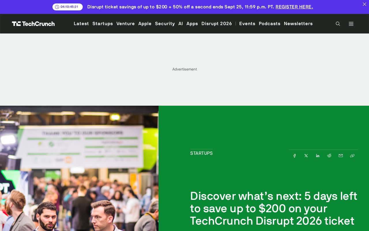 TechCrunch Disrupt 2026 Early Bird Countdown: Save Up to $200 on Tickets