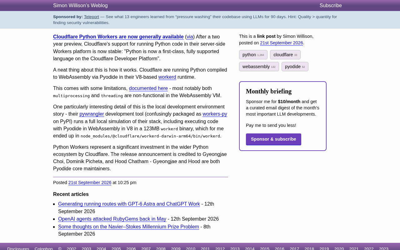 Cloudflare Python Workers 正式发布:WebAssembly 运行 Python 成主流
