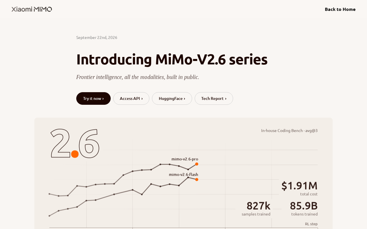小米 MiMo v2.6 发布:开源大模型再进一步