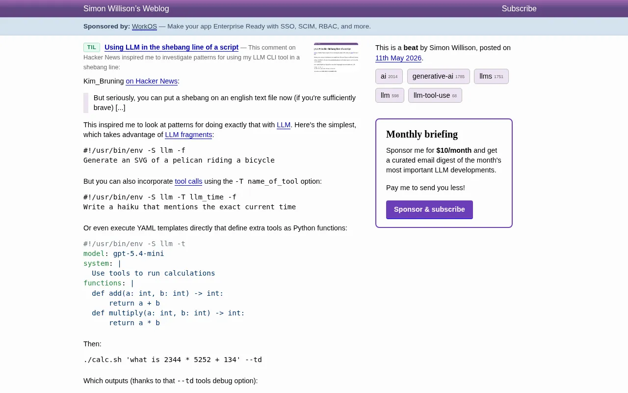 Using LLMs as Script Interpreters: Shebang Lines Turn Natural Language into Executable Scripts