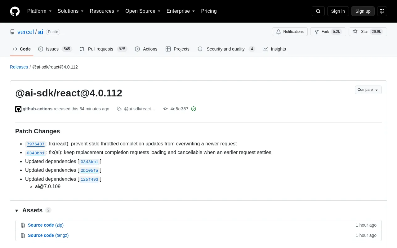 Vercel AI SDK Update: Fixing Race Conditions in React Completion Requests