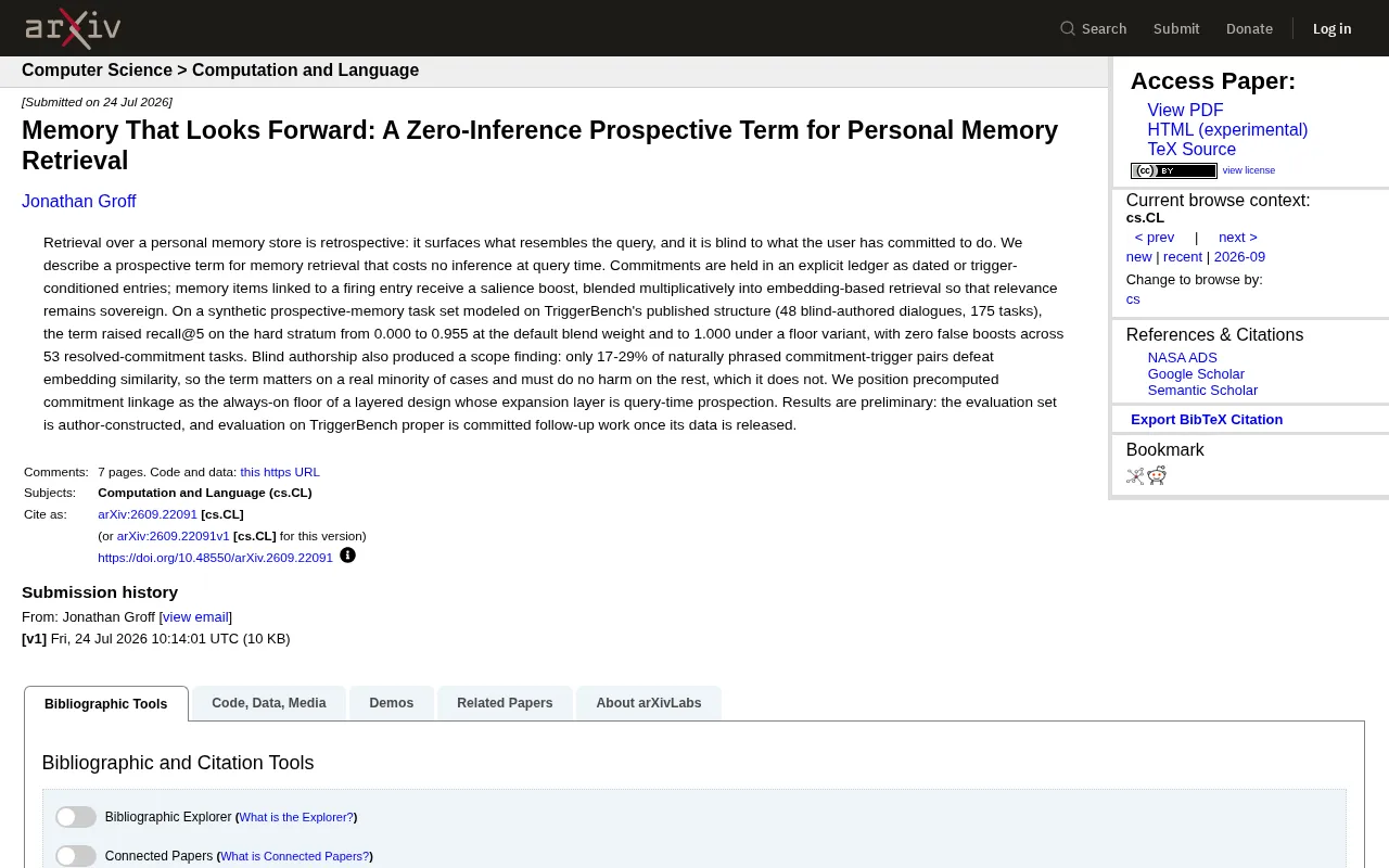 Memory Retrieval for the Future: A Zero-Inference-Cost Prospective Retrieval Mechanism