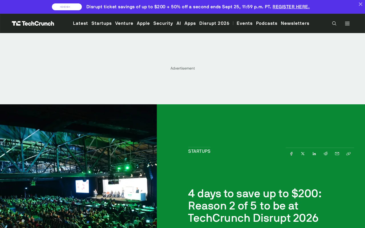 TechCrunch Disrupt 2026 早鸟优惠:限时省200美元