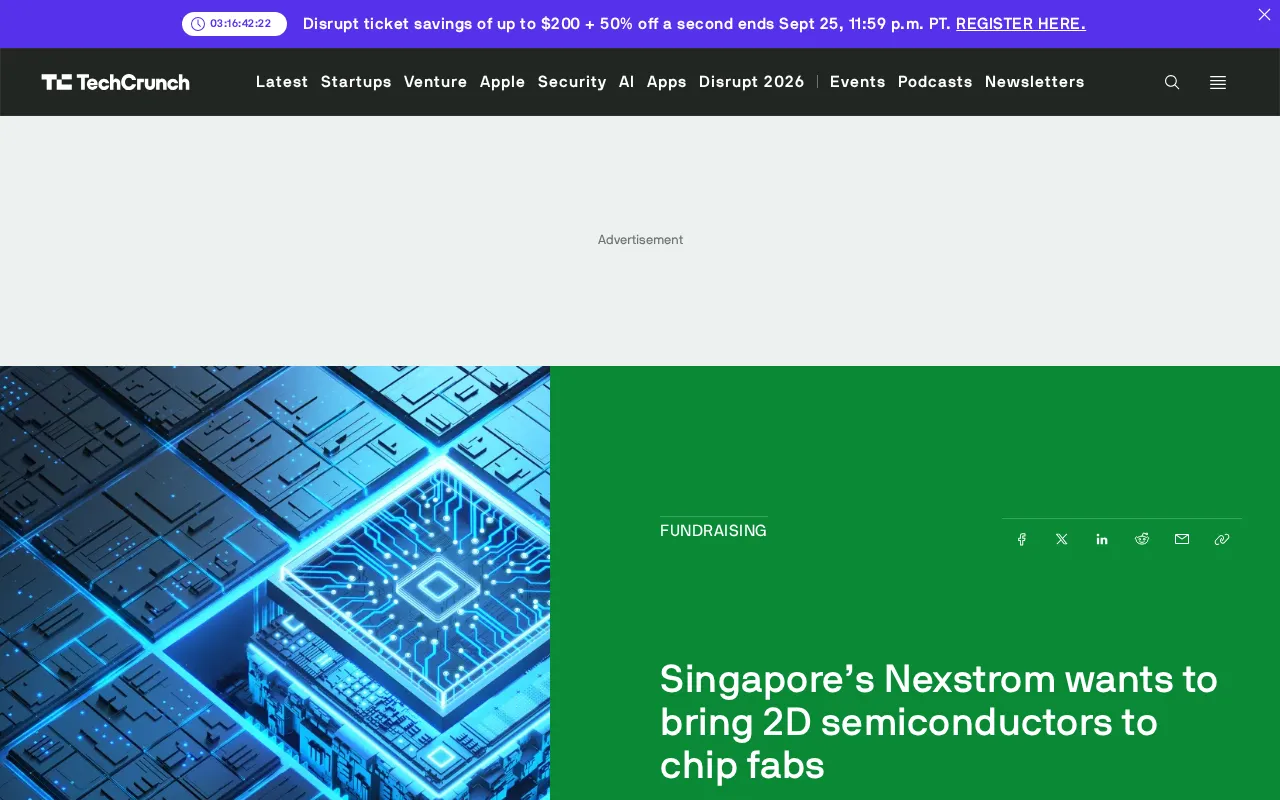 新加坡Nexstrom获融资:推动二维半导体材料量产落地