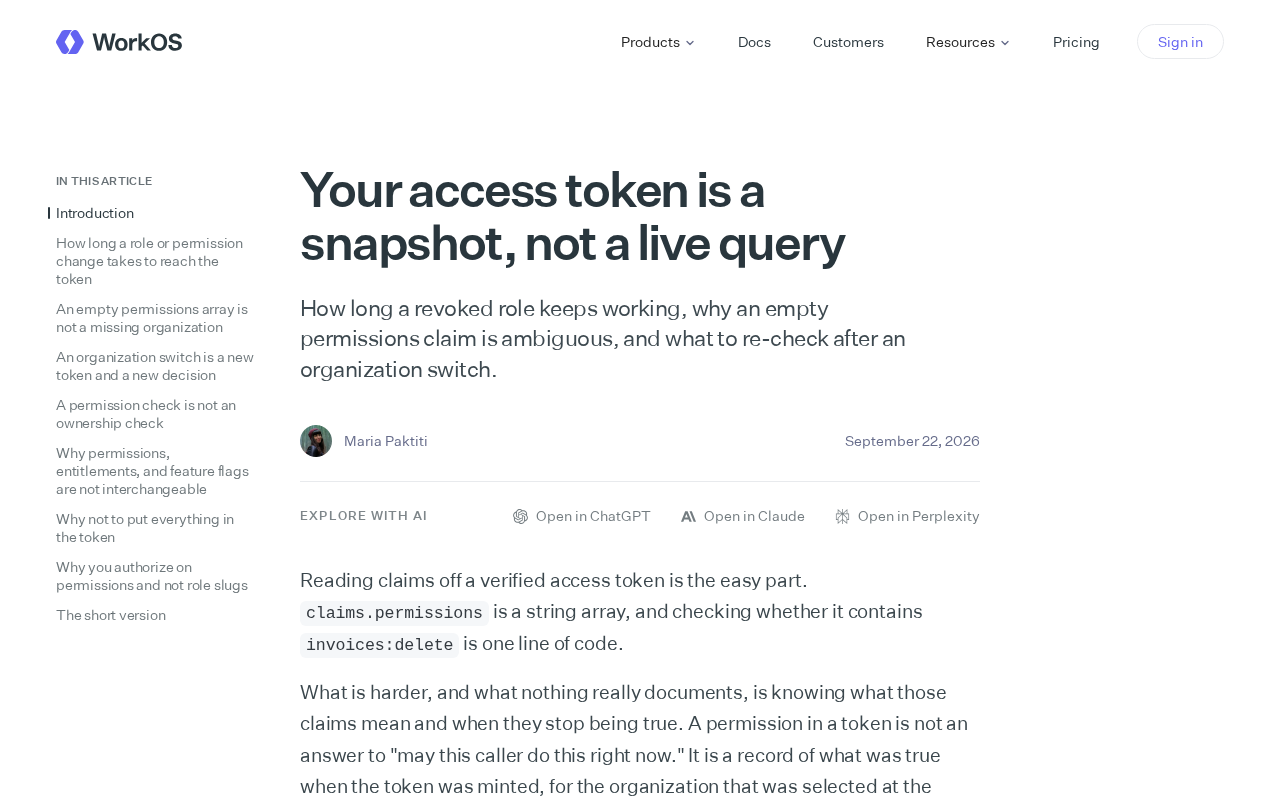 Access Token 是快照而非实时查询:权限失效的隐藏风险