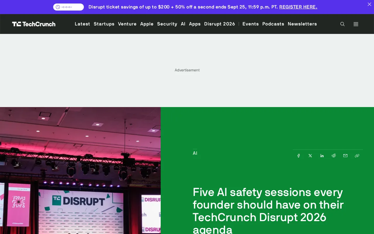 TechCrunch Disrupt 2026:创始人必看的五场AI安全议题