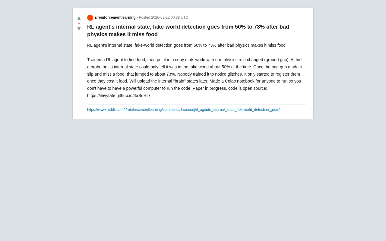 强化学习智能体如何"察觉"世界是假的:物理规则错误让检测率从50%跃升至73%