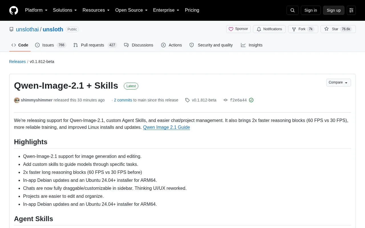 Unsloth New Release: Qwen-Image-2.1 Image Generation and Custom Agent Skills