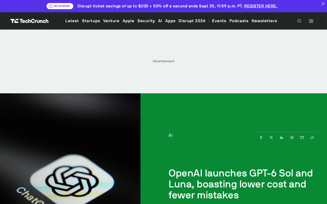 OpenAI推出GPT-6 Sol与Luna:更低成本、更少错误