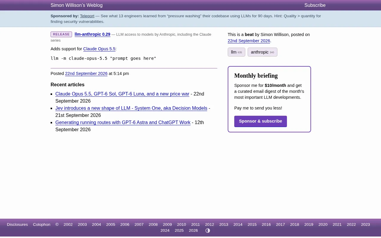 llm-anthropic 0.29 Released: Adds Support for Claude Opus 5.5