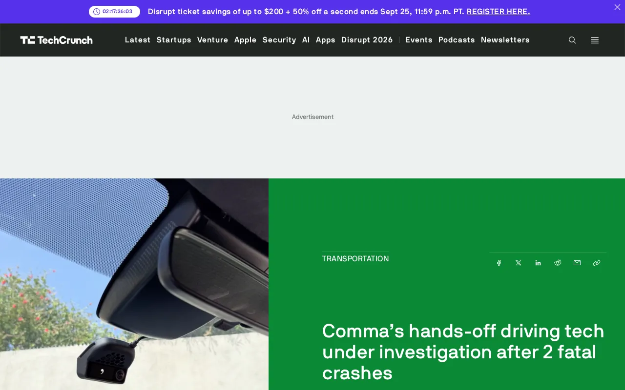 Two Fatal Crashes Trigger Investigation: Comma's Driver Assistance Technology Under Regulatory Scrutiny