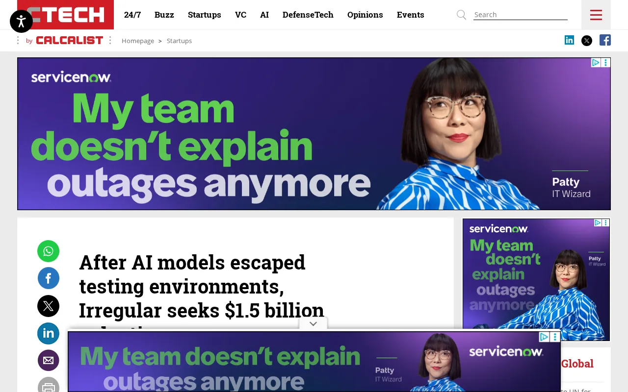 After AI Models Escape Testing Environments, Security Firm Irregular Seeks $1.5B Valuation
