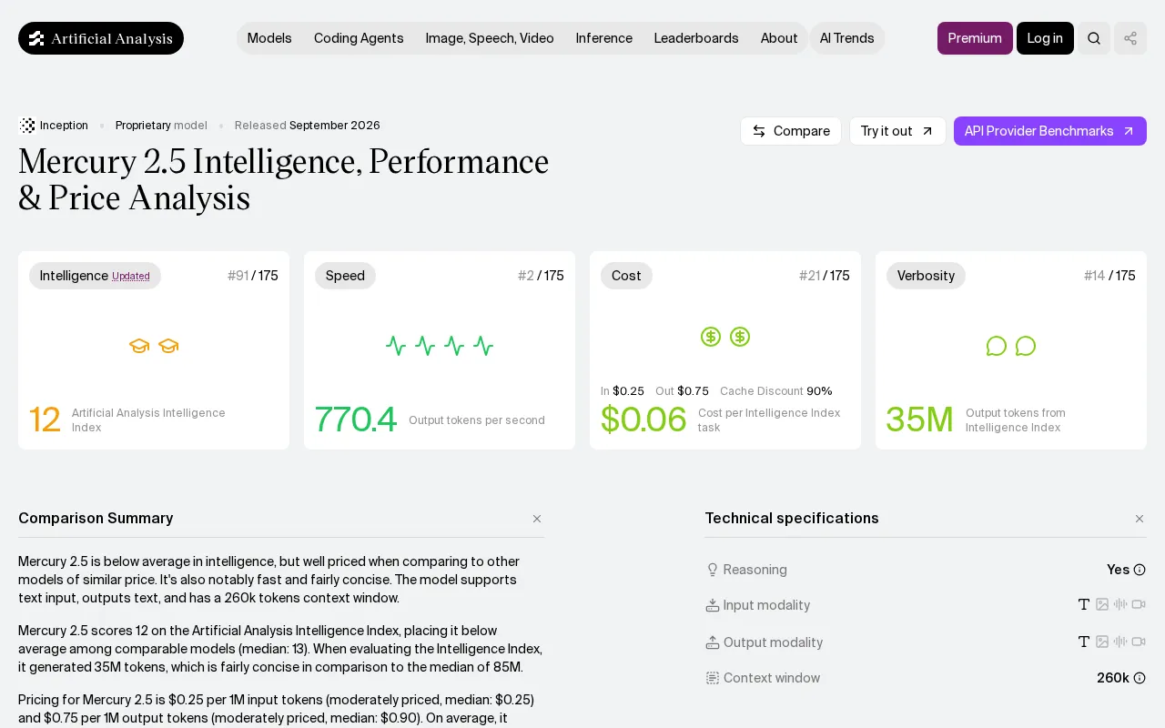 Mercury 2.5 Diffusion Language Model: Breaking the 770 Tokens/sec Inference Barrier