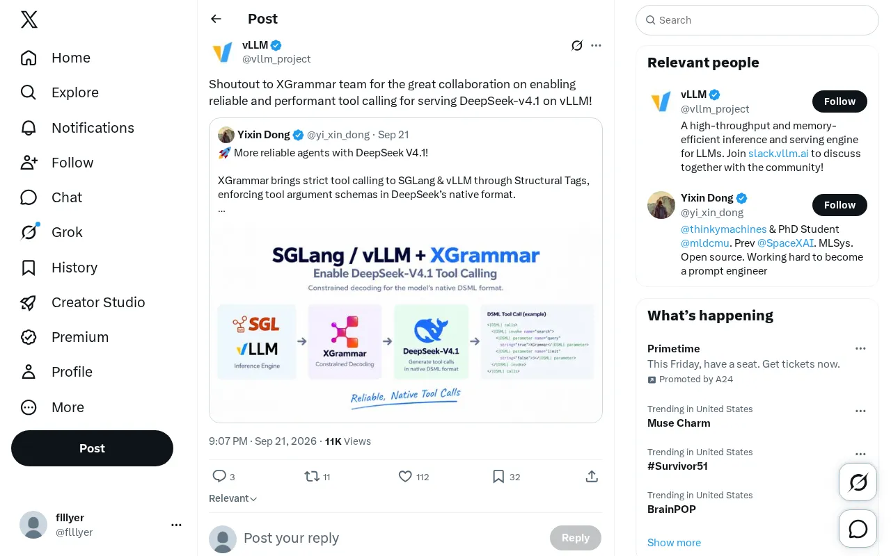 vLLM and XGrammar: How They Optimized Tool Calling for DeepSeek-v4.1