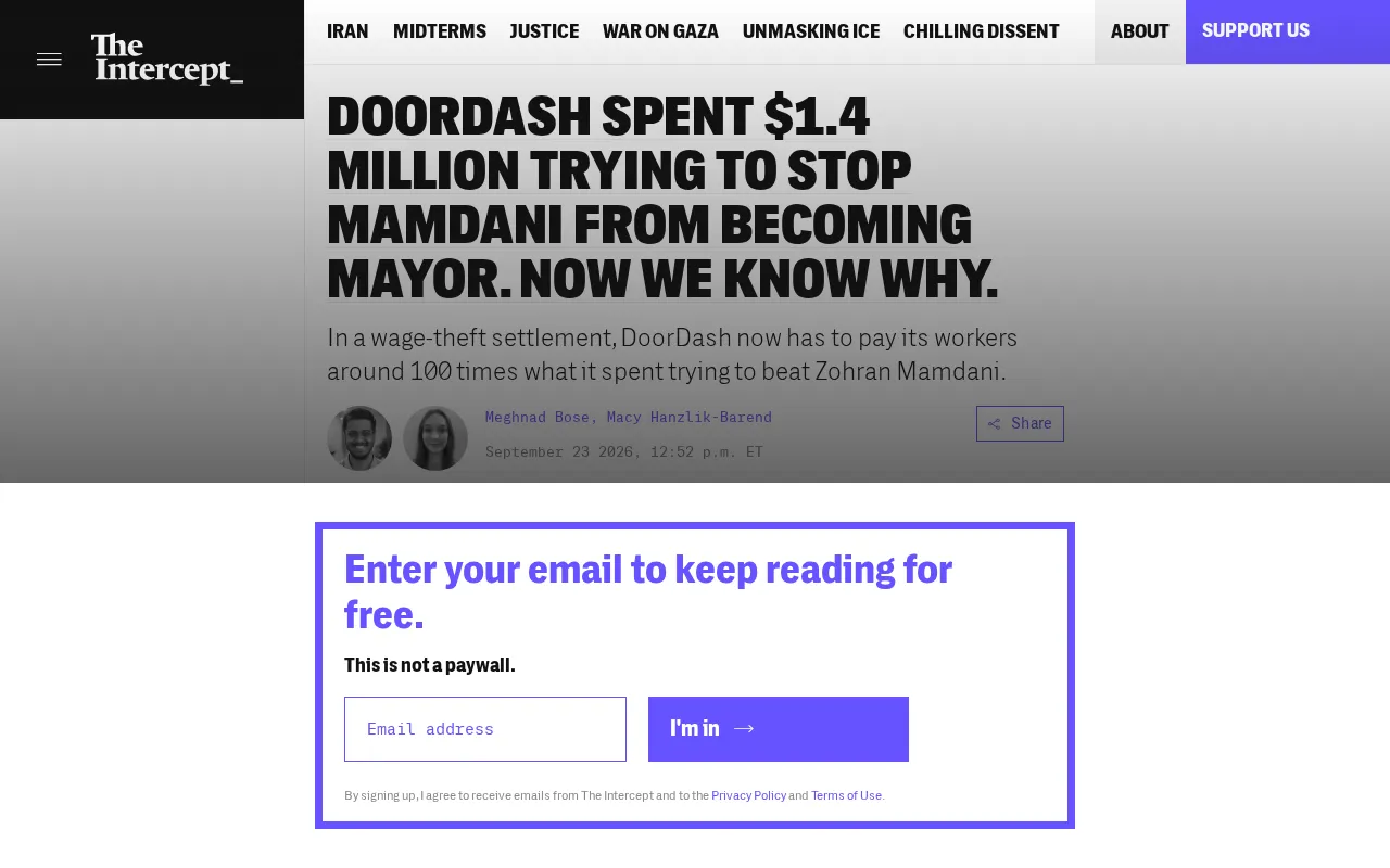 DoorDash Spent $1.4 Million to Block Mamdani's Mayoral Run — Here's Why