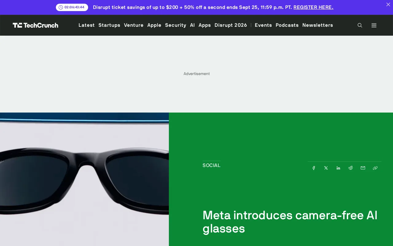 Meta introduces camera-free AI glasses