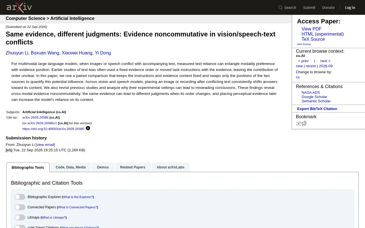 Evidence Order Can Change Model Judgments: The "Evidence Noncommutativity" of Multimodal LLMs