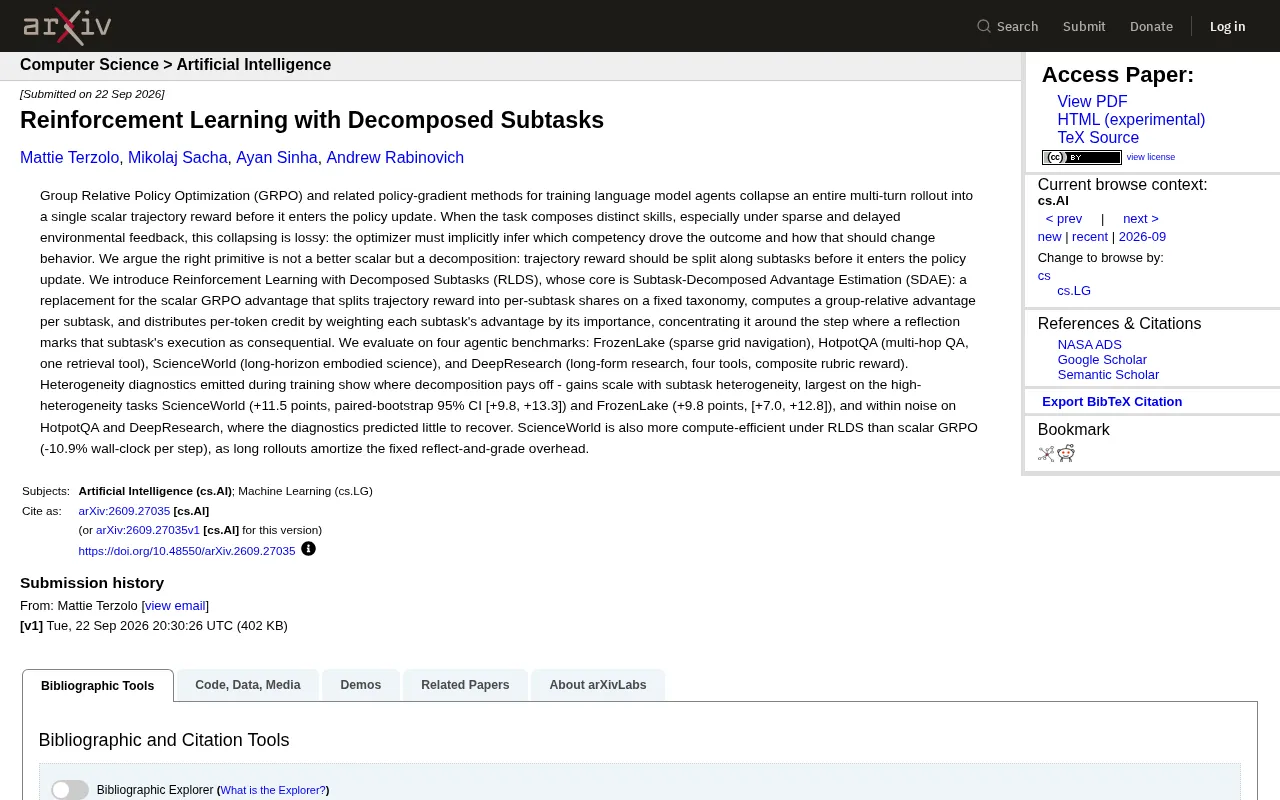 RLDS: Rethinking Credit Assignment in Reinforcement Learning via Subtask Decomposition