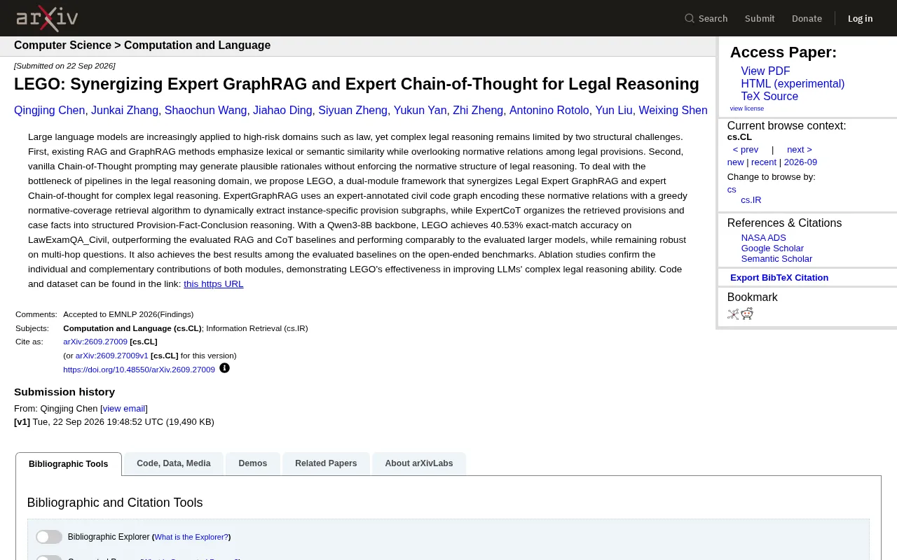 LEGO Framework: Expert GraphRAG and Expert Chain-of-Thought Tackle Legal Reasoning Together