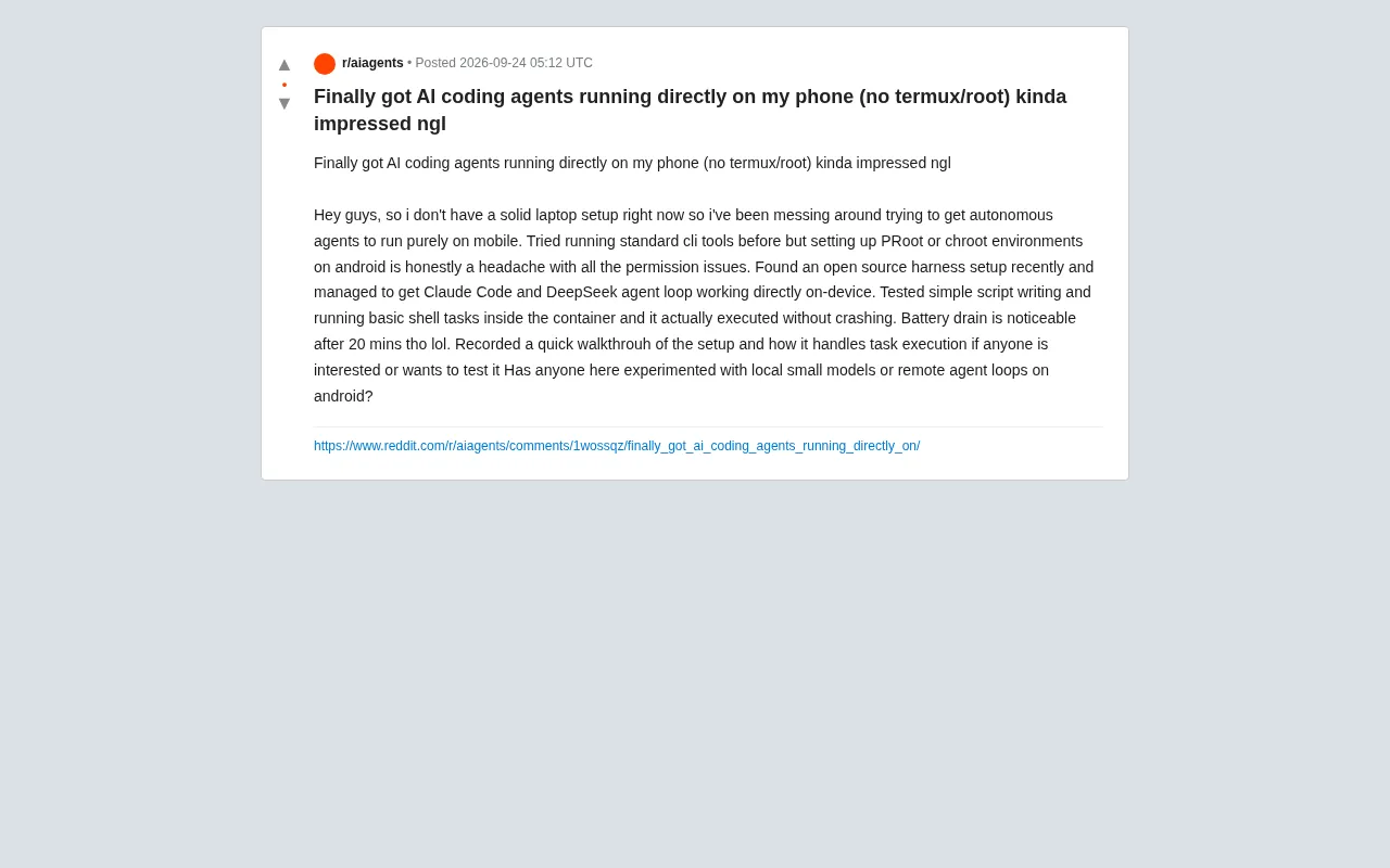 Running AI Coding Agents Directly on Android: No Termux or Root Required
