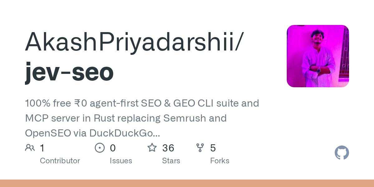 jev-seo:免费开源的 Rust CLI SEO/GEO 审计工具