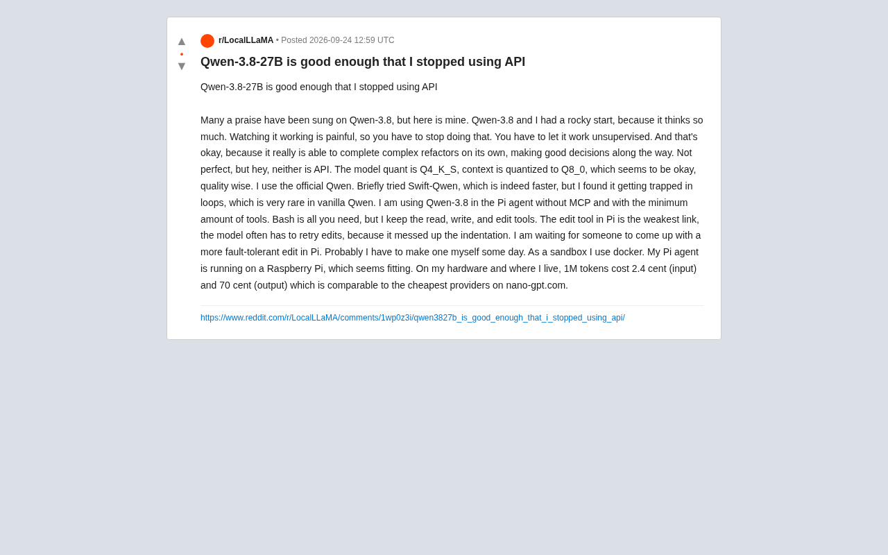 本地跑 Qwen-3.8-27B 替代 API:一位开发者的实战体验