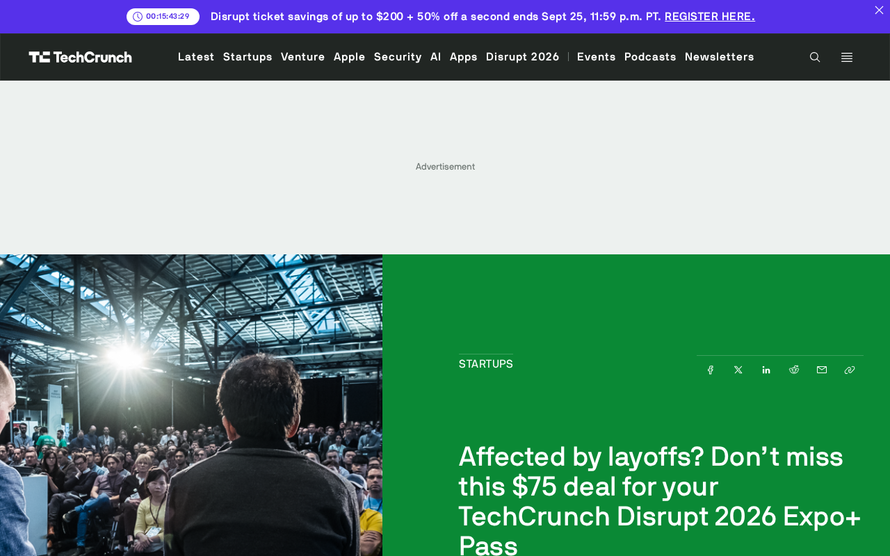TechCrunch Disrupt 2026 推出75美元Expo+通行证优惠
