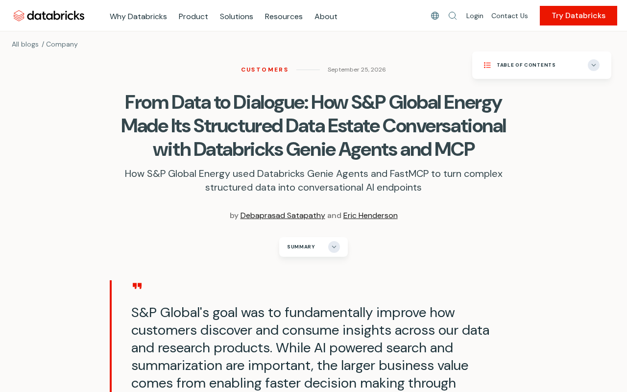 S&P Global如何用Databricks Genie与MCP让结构化数据可对话