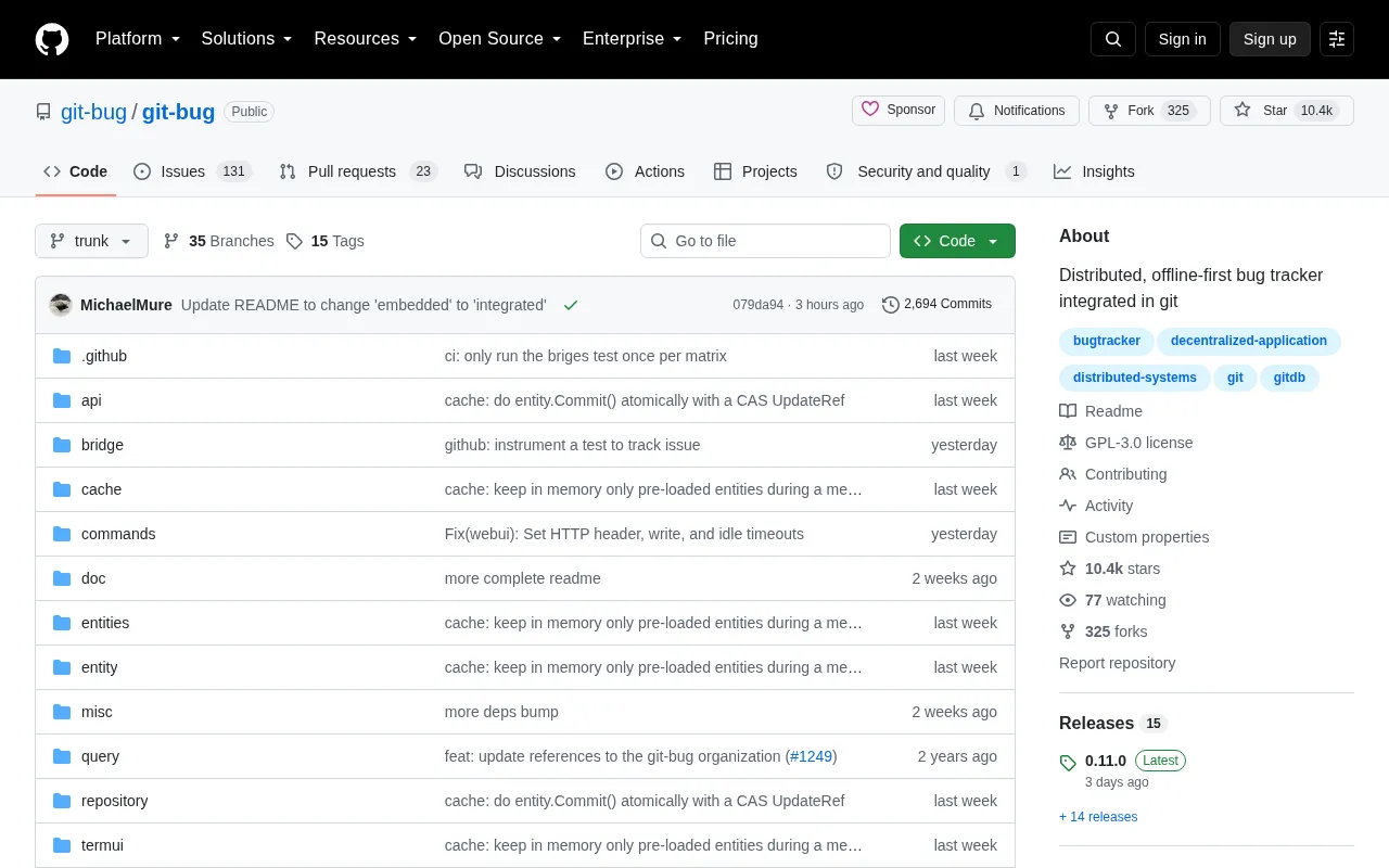 Git-bug: A Distributed, Offline-First Bug Tracker Embedded in Git