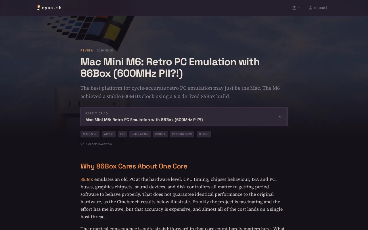 Running Pentium II on an M6 Mac Mini with 86Box: A Retro PC Experience